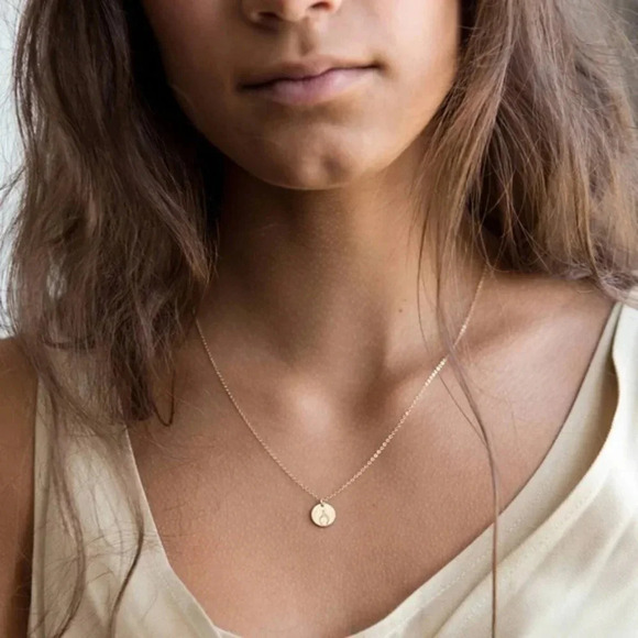 "Resist" Sign Language Gold Charm Disc Necklace - Picture 8 of 8